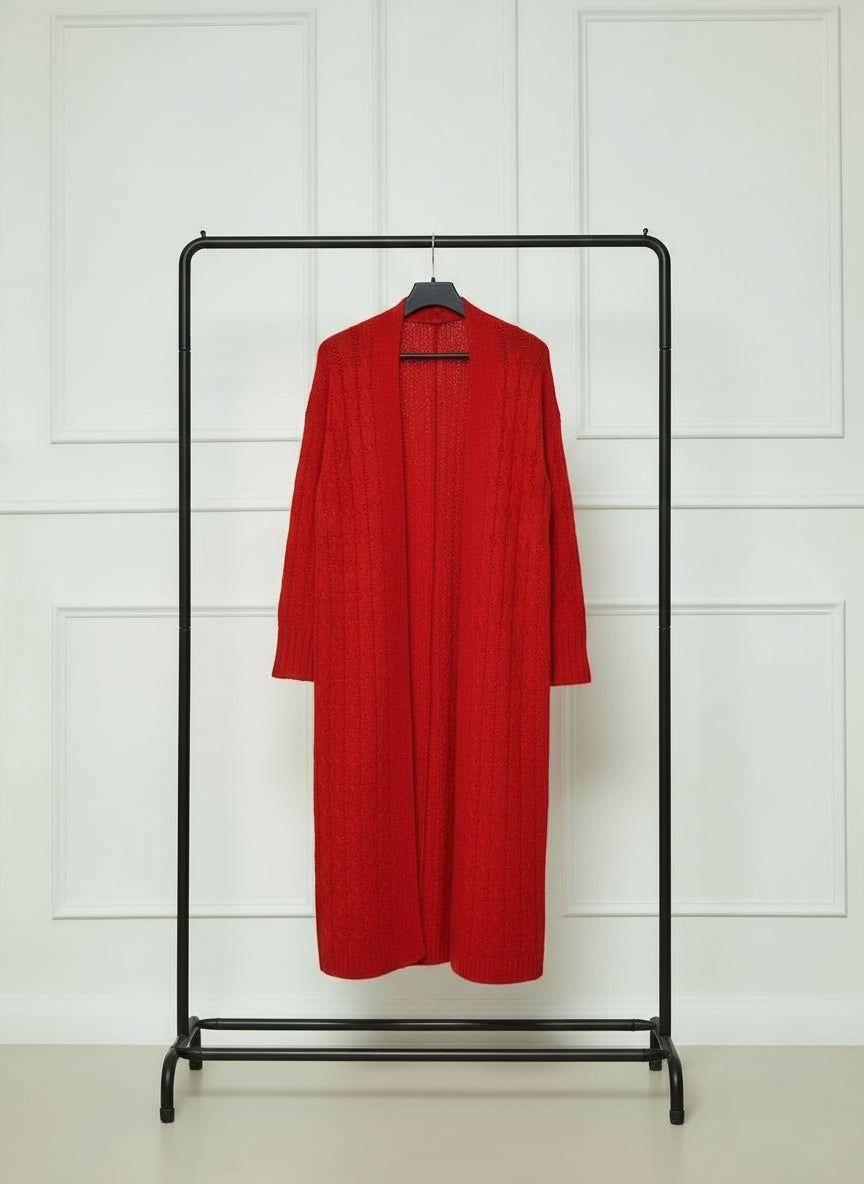 Cardigan long tricoté à poches femme grande taille