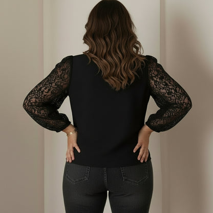Chemise en dentelle pisse col en V  pour femme grande taille