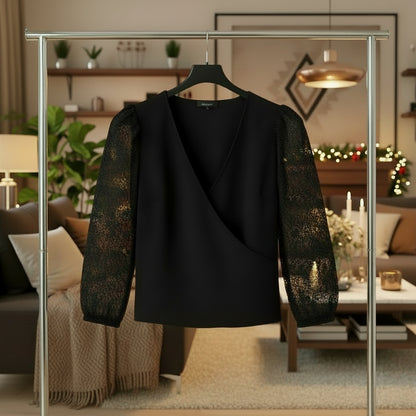 Chemise en dentelle pisse col en V  pour femme grande taille