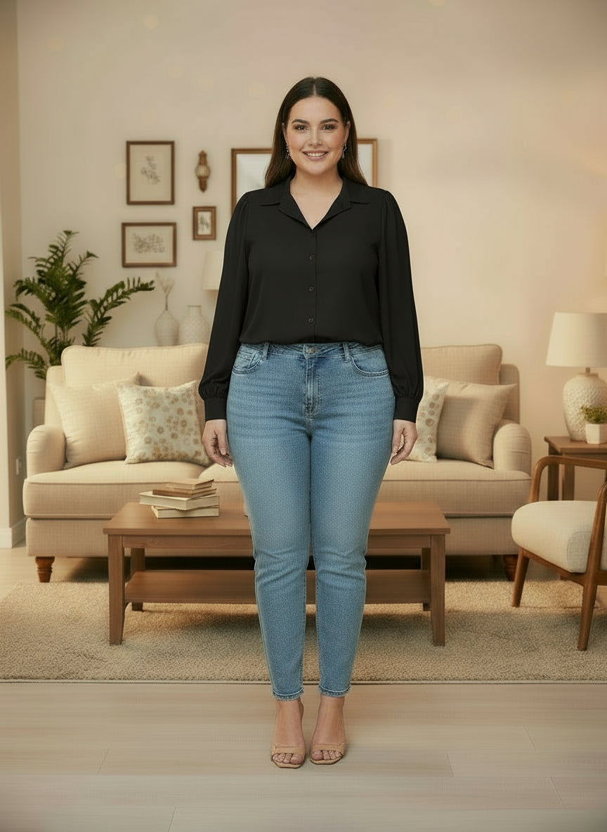 Chemisier à manches lanterne femme grande taille – Élégant et léger