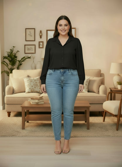 Chemisier à manches lanterne femme grande taille – Élégant et léger