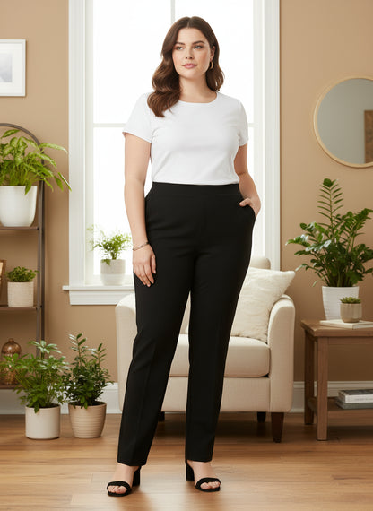 Pantalon cargo grande taille femme à taille élastique