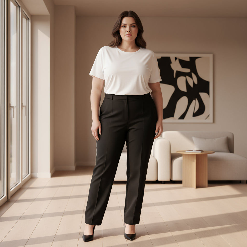 Pantalon élégant évasé plissé pour femmes Grande Taille