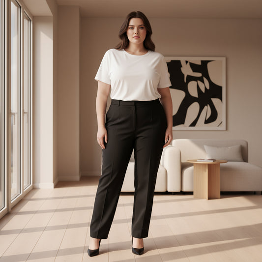 Pantalon élégant évasé plissé pour femmes Grande Taille