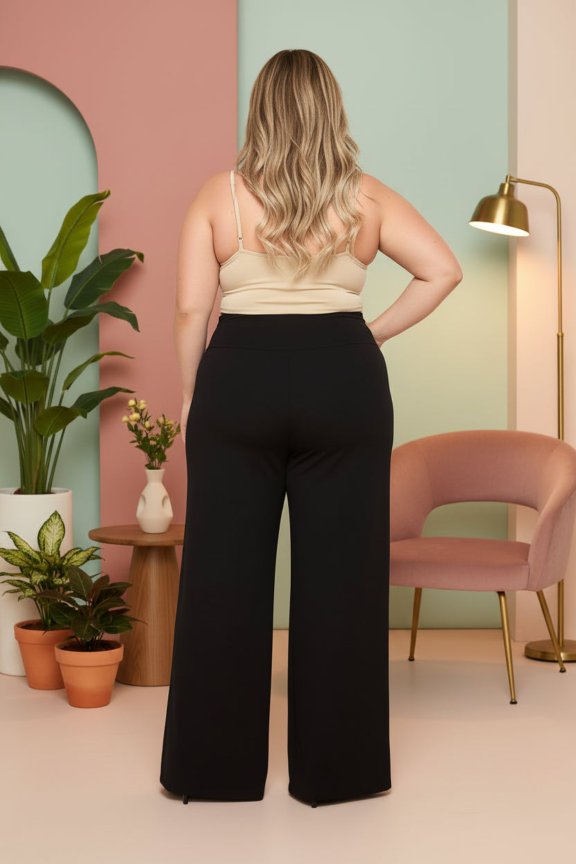 Pantalon décontracté élégant et ample élastique pour femme grande taille