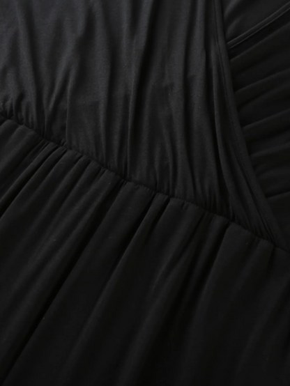 Combinaison élégante noir pour femme grande taille col en V
