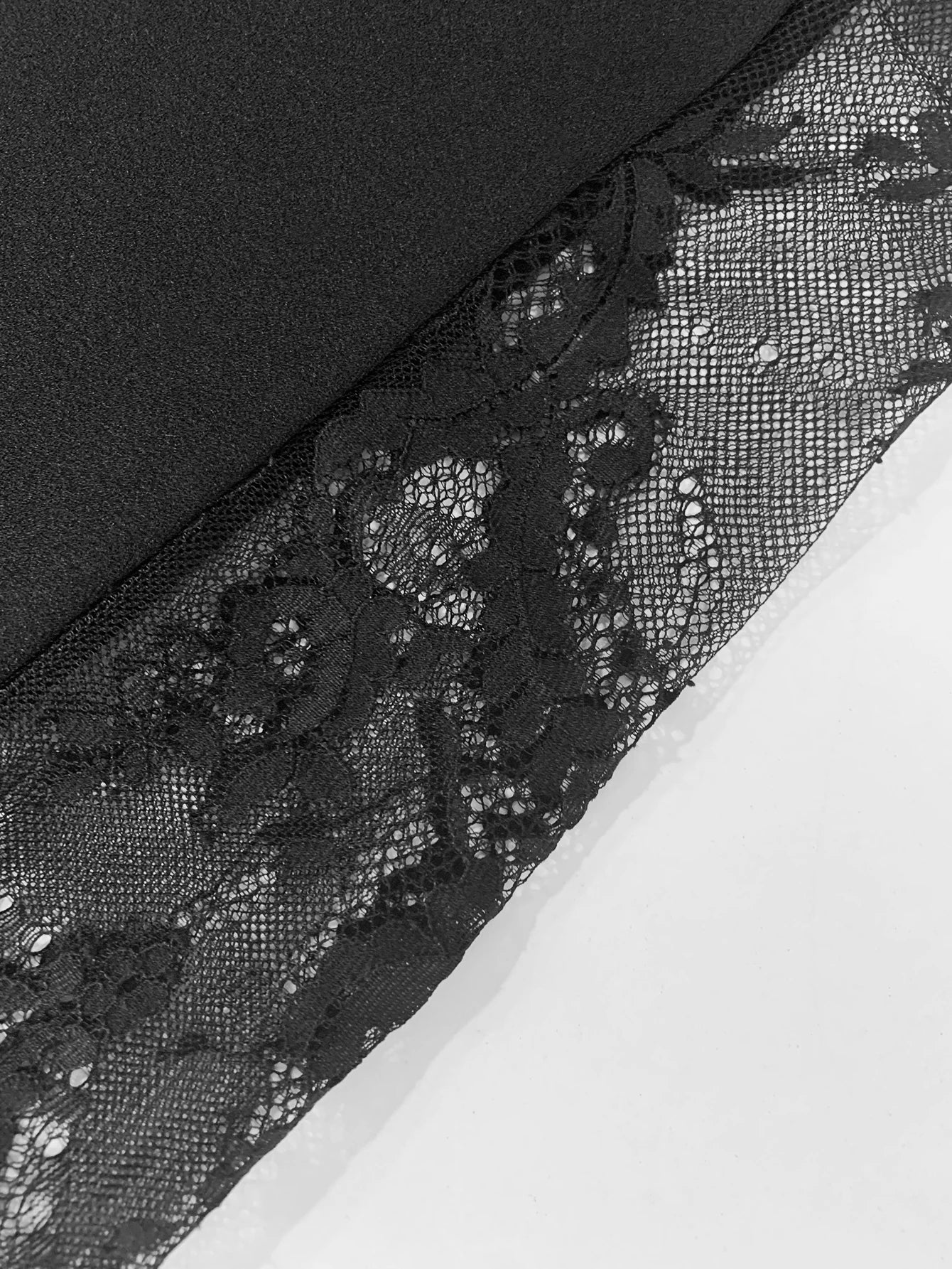 Pantalon femmes grande taille noir élégant  décontracté fendu dentelle patchwork ample taille élastique