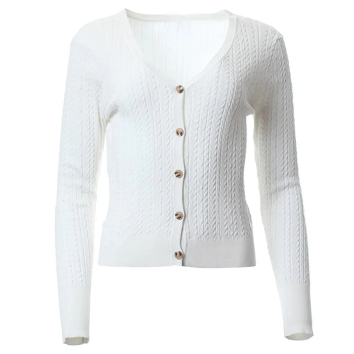 Gilet cardigan à manches longues col en V pour femme grande taille