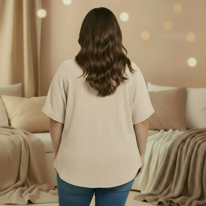 T-shirt zippé col V femme grande taille