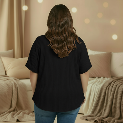 T-shirt zippé col V femme grande taille