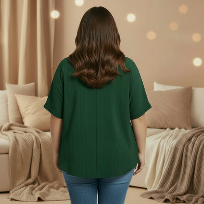 T-shirt zippé col V femme grande taille