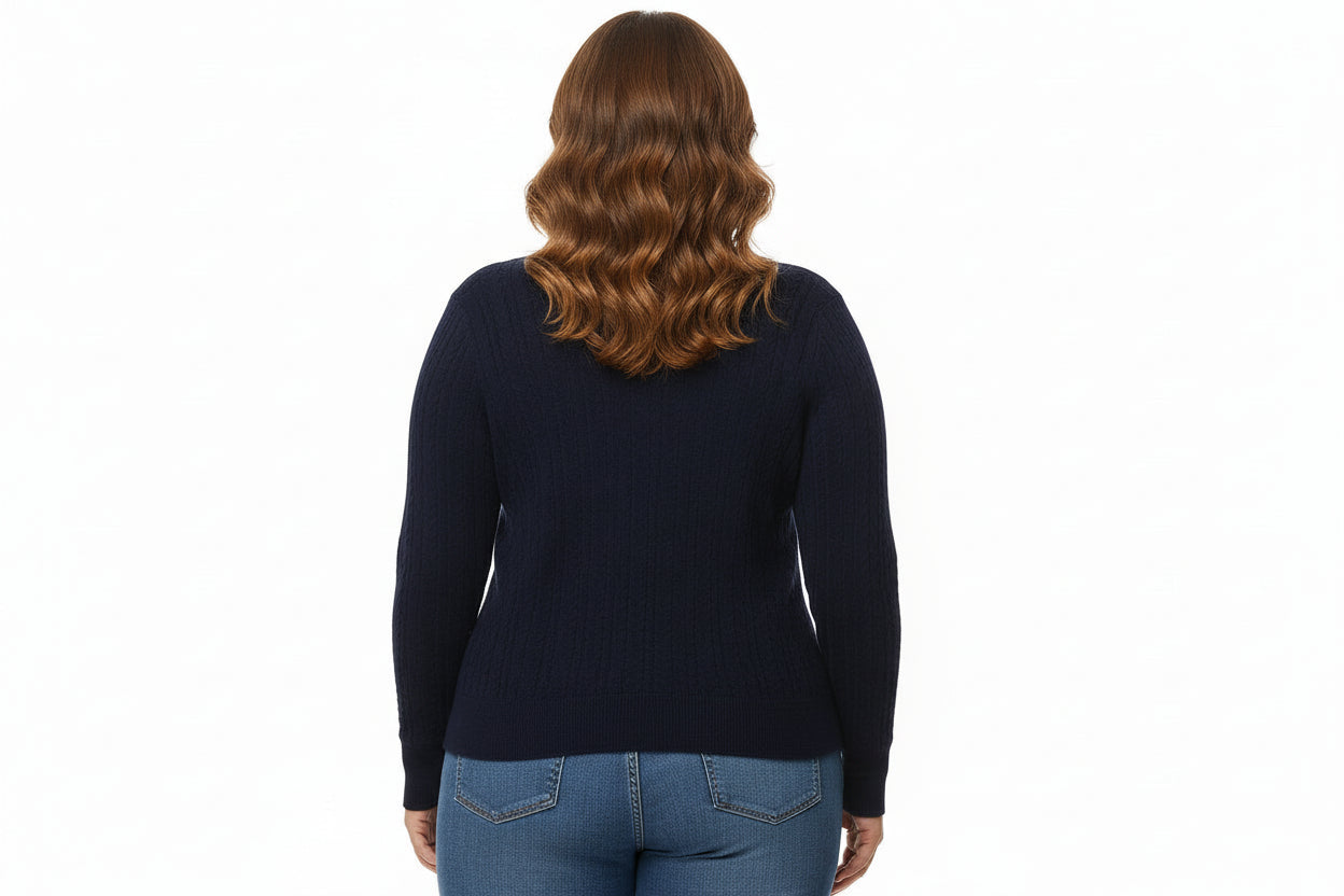 Gilet cardigan à manches longues col en V pour femme grande taille