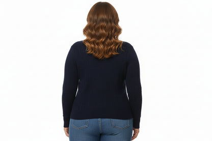 Gilet cardigan à manches longues col en V pour femme grande taille
