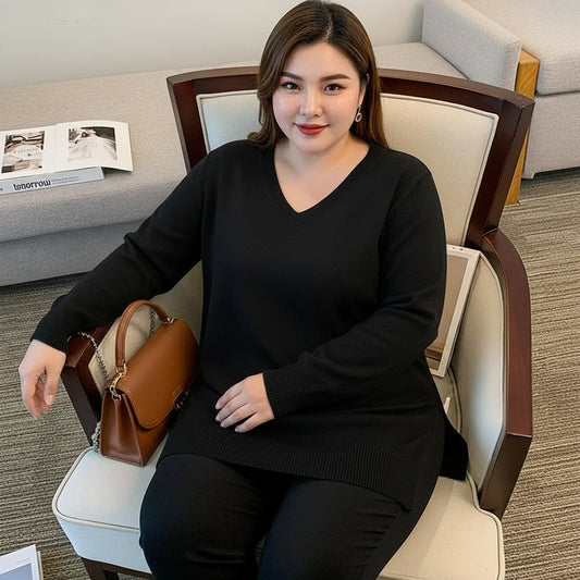 Pull  col en V femme grande taille