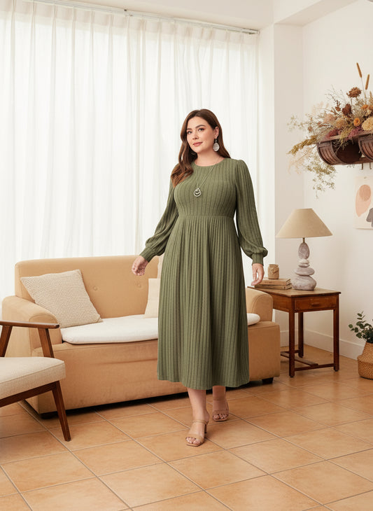 Robe longue à manches lanterne femme grande taille