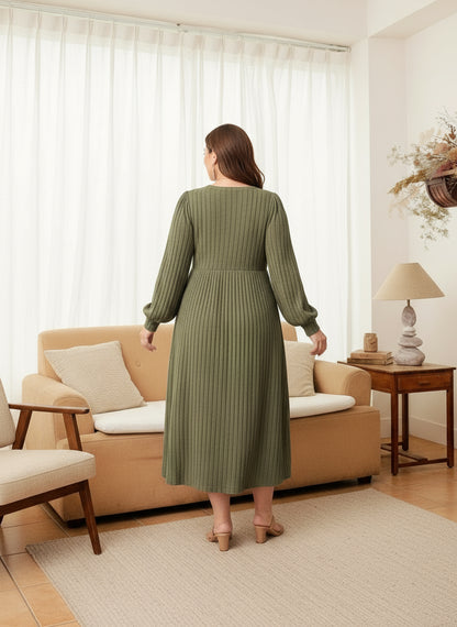 Robe longue à manches lanterne femme grande taille