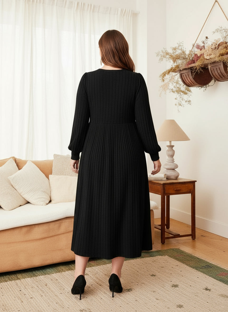 Robe longue à manches lanterne femme grande taille