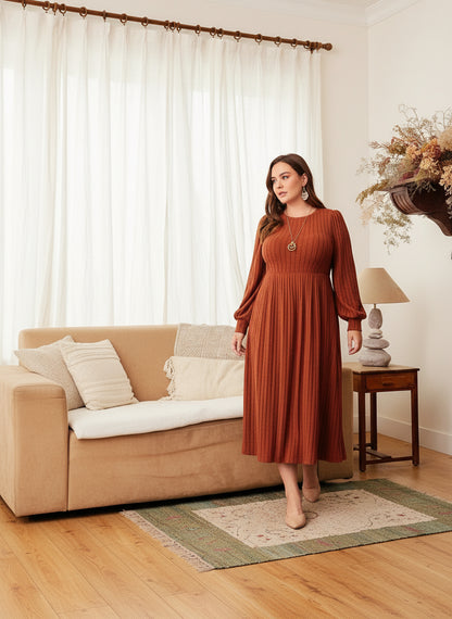 Robe longue à manches lanterne femme grande taille