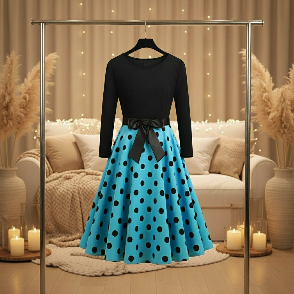 Robe vintage mi long a pois