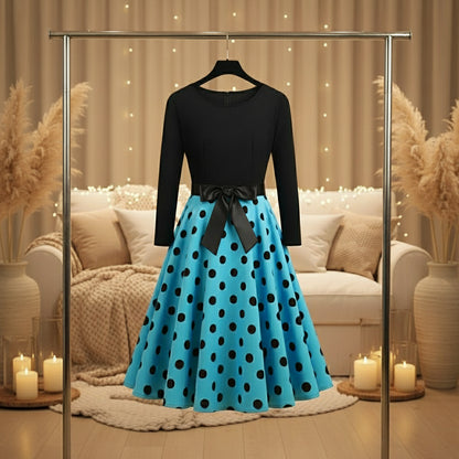 Robe vintage mi long a pois