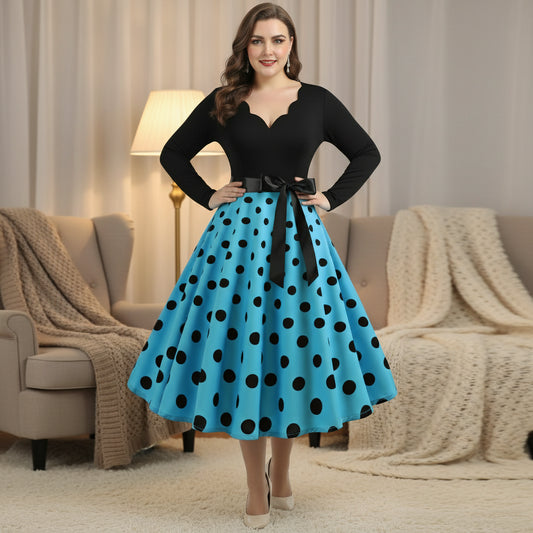 Robe vintage mi long a pois