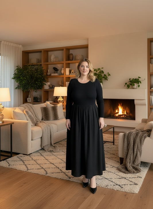 Robe élégante à manches longues avec nœud papillon femme grande taille