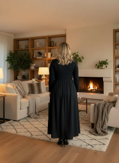 Robe élégante à manches longues avec nœud papillon femme grande taille