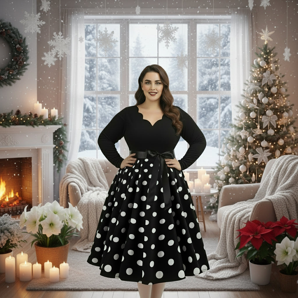 Robe vintage mi long a pois