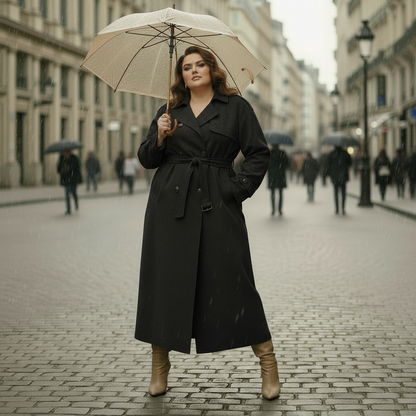 Trench long ceinturé grande taille femme