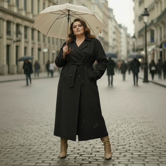 Trench long ceinturé grande taille femme