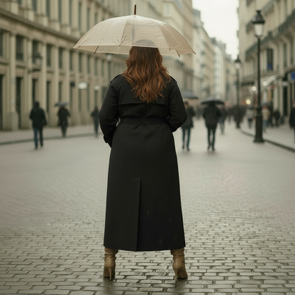 Trench long ceinturé grande taille femme