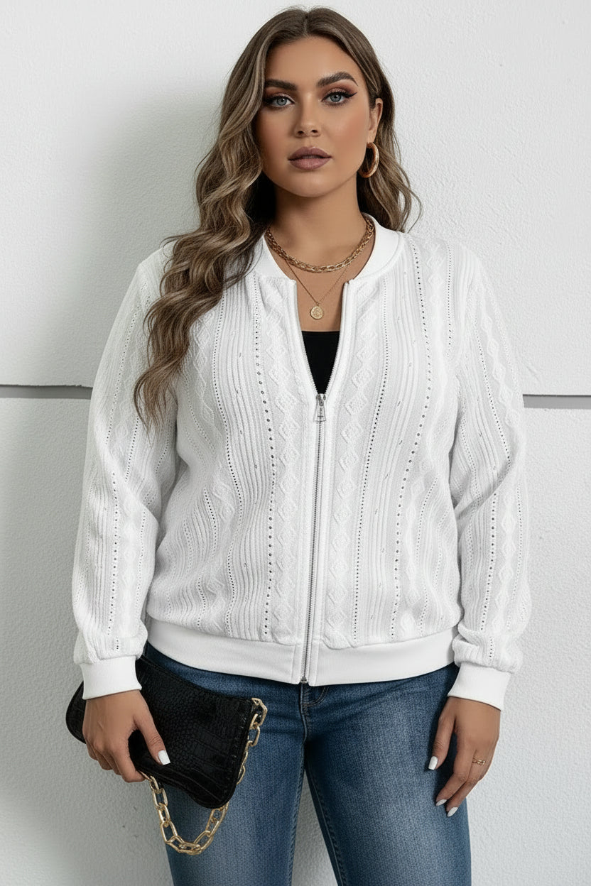 veste blanche à zip grande taille