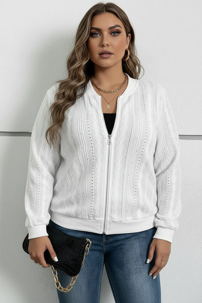 veste blanche à zip grande taille